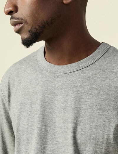 T-shirt en coton manches longues gris homme
