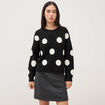 Pull manches longues col rond noir femme