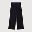 Pantalon large taille haute fluide noir femme