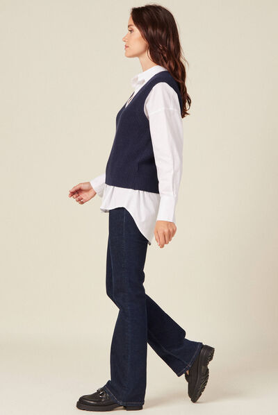 Pull éco-responsable bleu marine femme