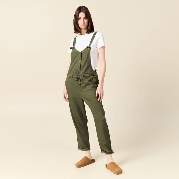 salopette fluide boutonnee vert fonce femme Salopette fluide boutonnée vert foncé femme