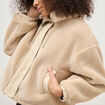 Veste oversize effet polaire col montant creme femme