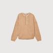 Pull col tunisien manches longues marron clair femme