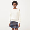 Pull droit col rond manches longues ecru femme