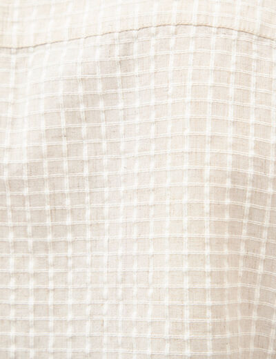 Chemise manches courtes col tailleur beige homme