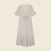 Robe longue évasée col en V blanc femme