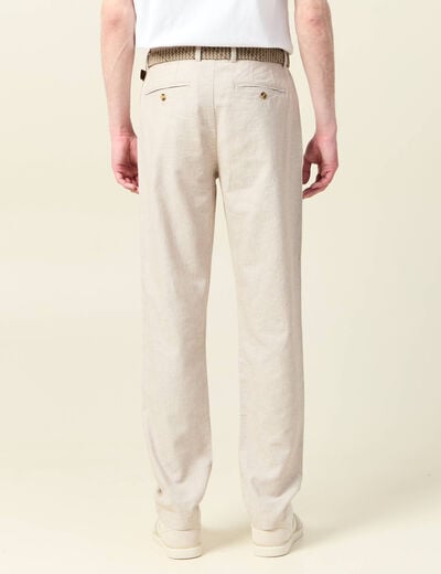 Pantalon chino longueur 32 avec ceinture beige homme
