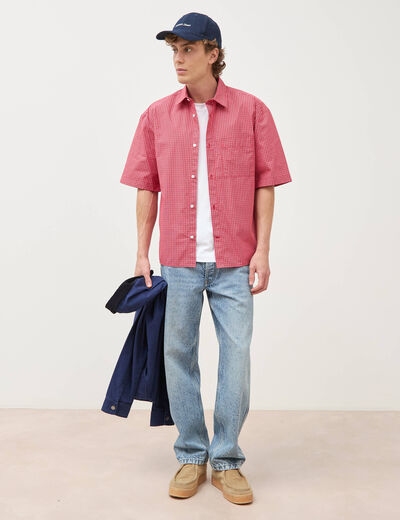 Chemise boyfriend en coton rouge homme