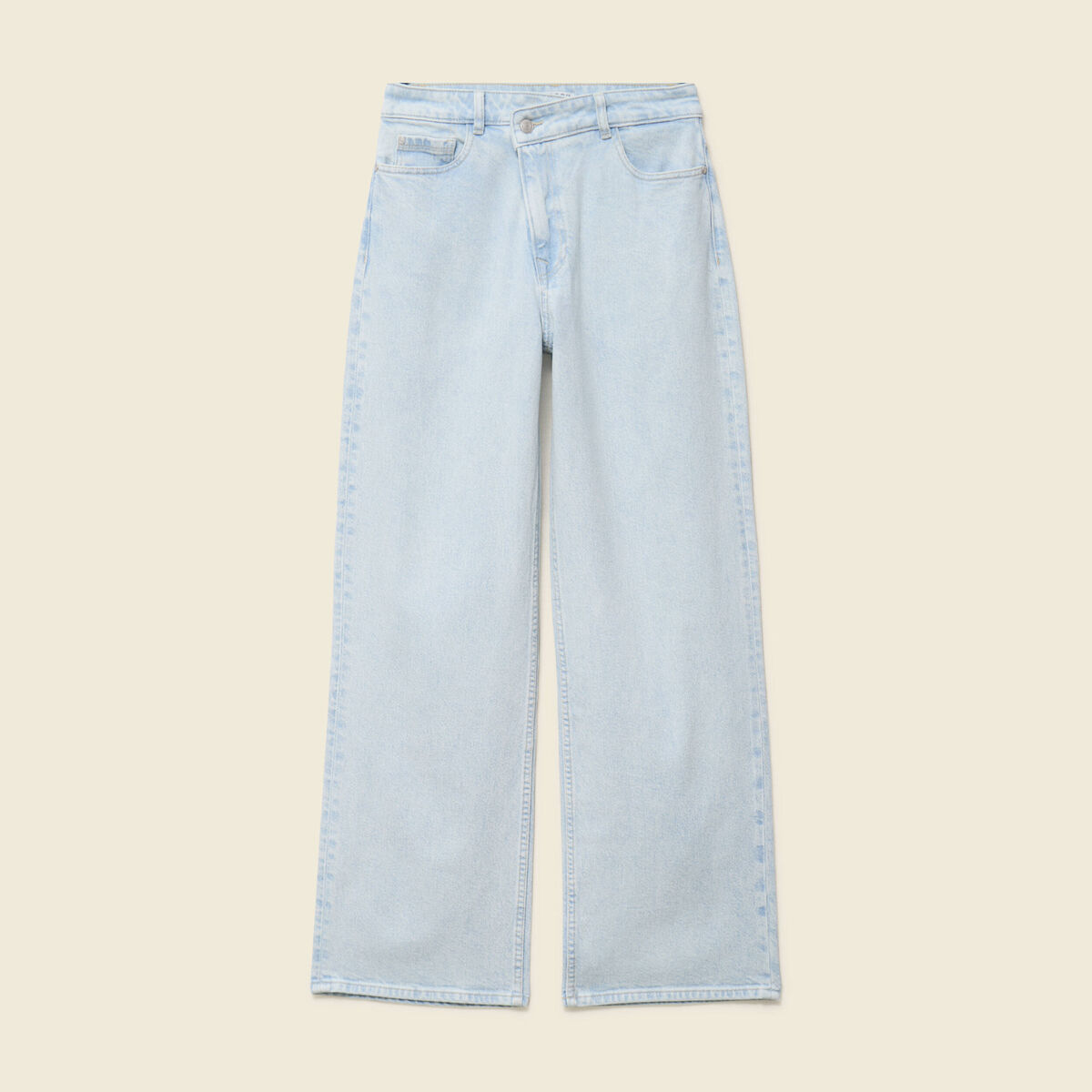 Jeans large taille haute denim snow bleu femme