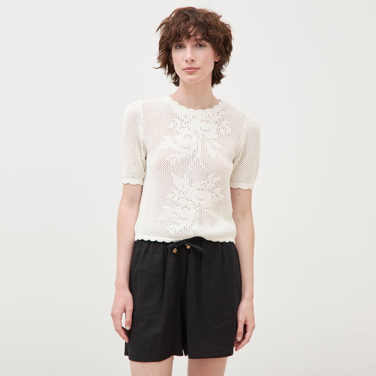 Short taille haute noir femme