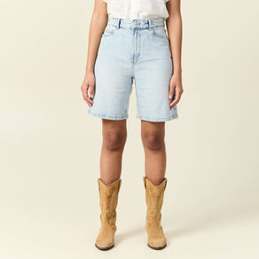 Bermuda droit en jean denim snow bleu femme