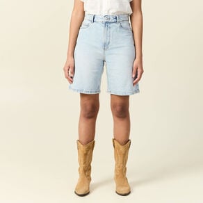 bermuda droit en jean denim snow bleu femme Bermuda droit en jean denim snow bleu femme