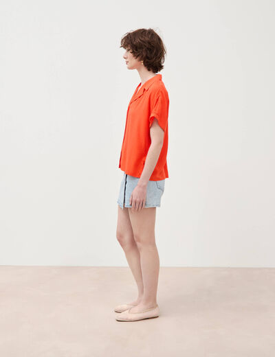 Chemise manches courtes orange fonc&eacute; femme