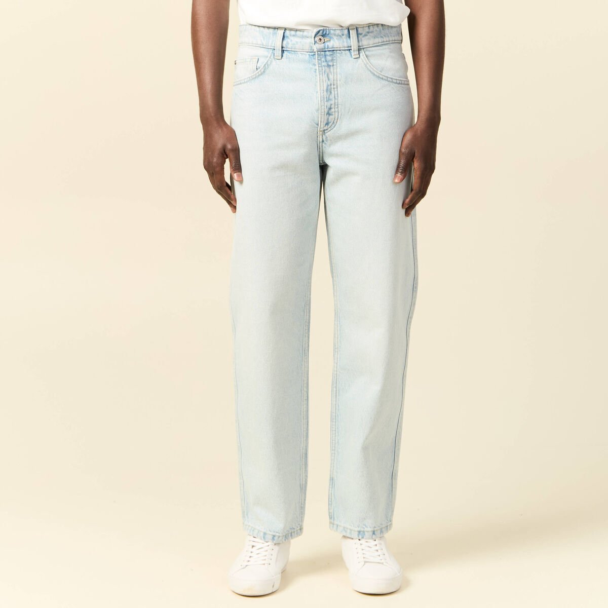 Jeans large 5 poches denim snow bleach homme
