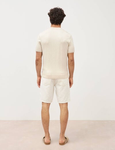 T-shirt col rond manches courtes ecru homme