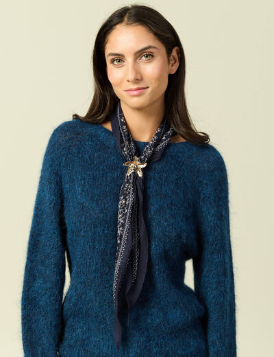 Foulard en coton bleu marine femme