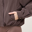 Blouson oversize court &agrave; capuche marron femme