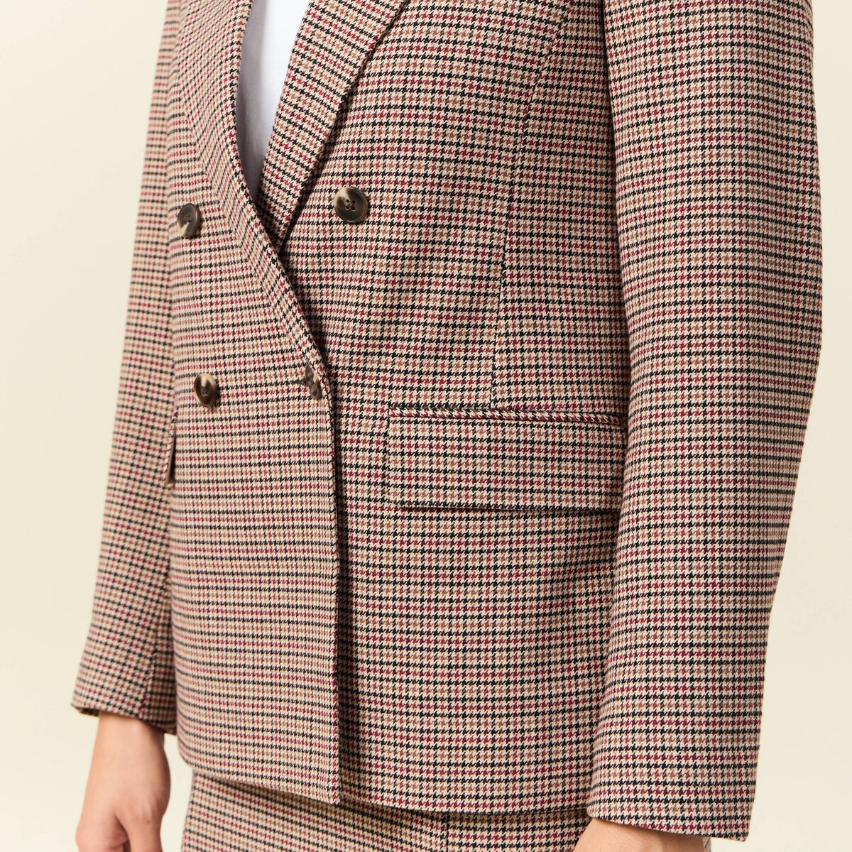 Veste blazer double boutonnage beige femme