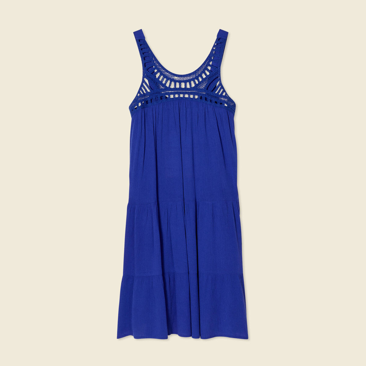 Robe évasée poitrine crochet bleu violet femme