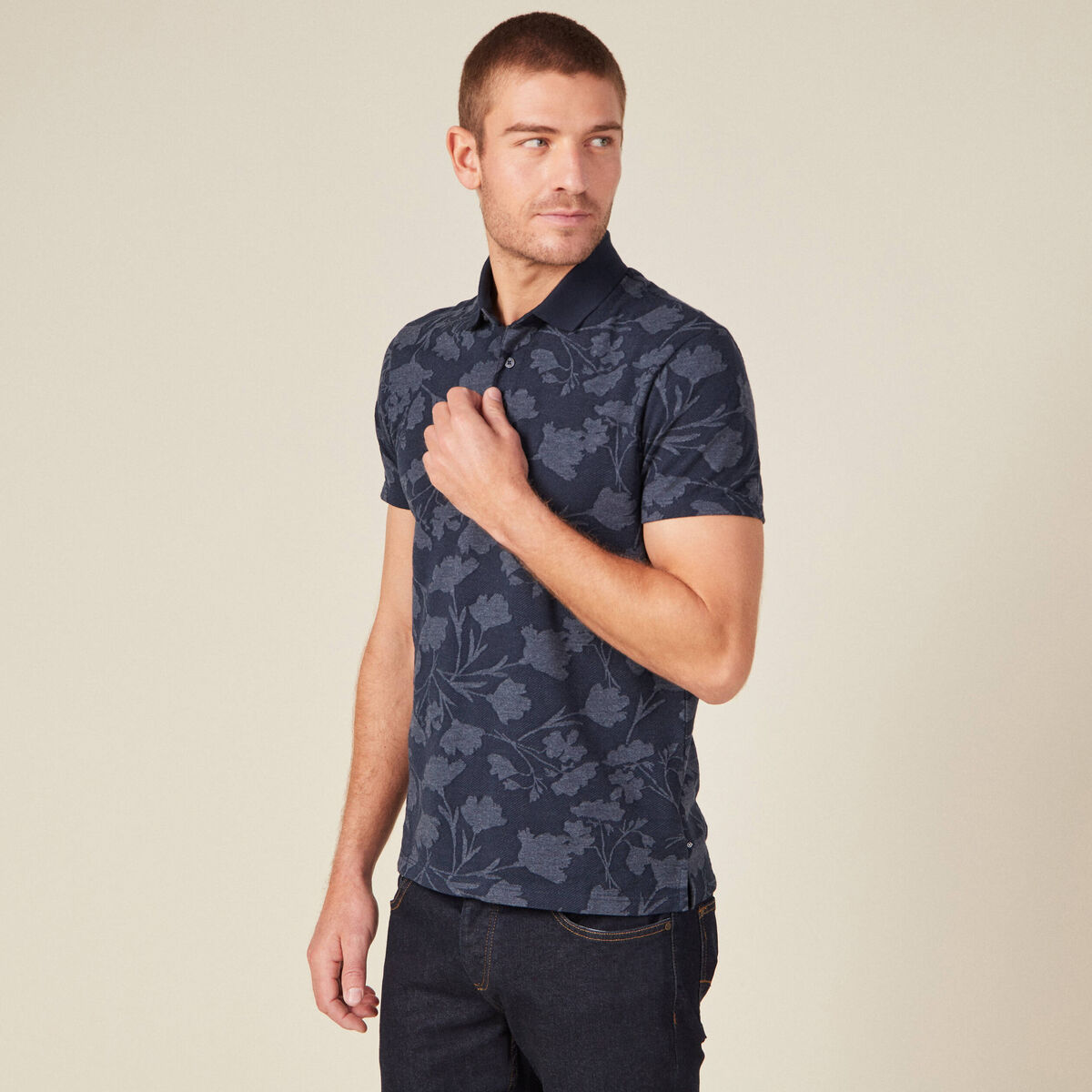 Polo manches courtes bleu marine homme