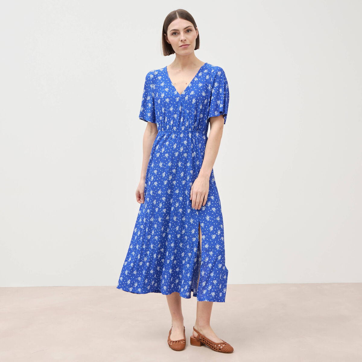 Robe longue bleu roi femme