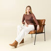 T-shirt manches longues marron cognac femme