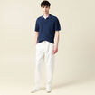 Polo cintr&eacute; manches courtes bleu marine homme