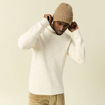 Pull col rond manches longues en coton ecru homme