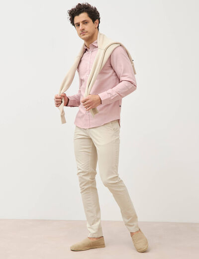 Chemise manches longues rose pastel homme
