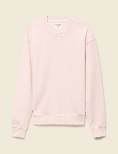 Sweat manches longues en coton rose poudr&eacute;e homme