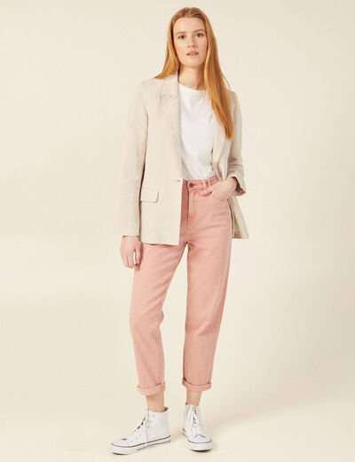 Jeans boyfriend 7/8ème rouge clair femme