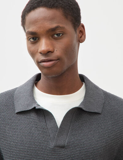 Pull manches longues gris fonc&eacute; homme