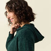 Sweat &agrave; capuche manches longues vert fonc&eacute; femme