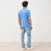 Polo cintr&eacute; en coton manches courtes bleu violet homme