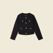 Veste tweed boutonnée noir femme