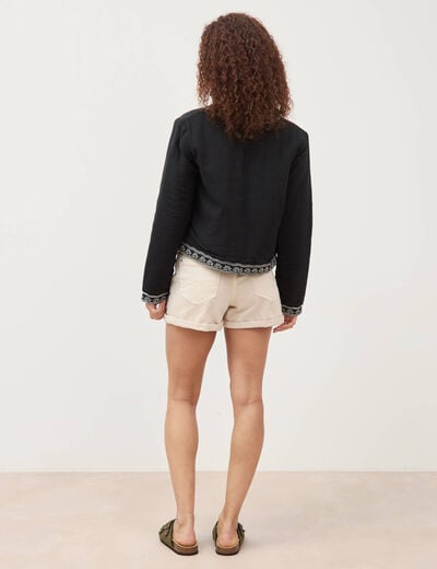 Veste en coton avec broderie noir femme