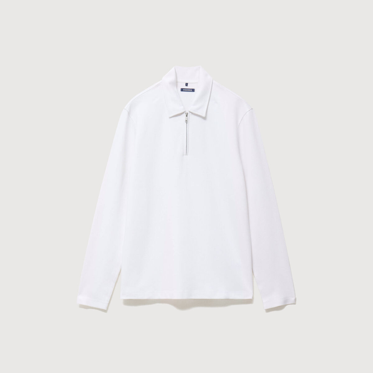 Polo droit manches longues blanc homme