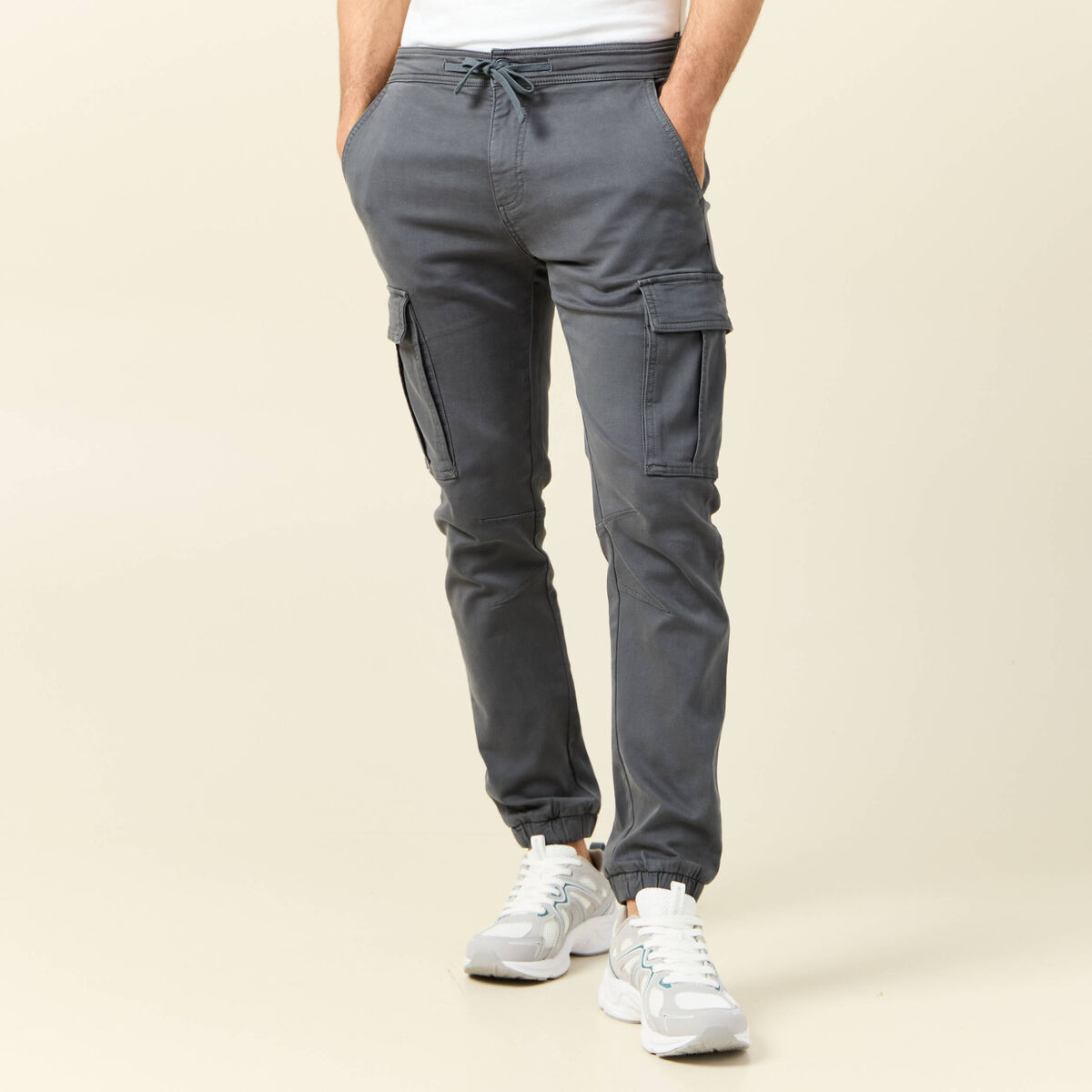 Pantalon battle bas resserr&eacute; vert fonc&eacute; homme