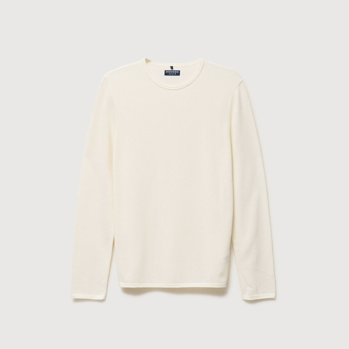 Pull col rond manches longues ecru homme