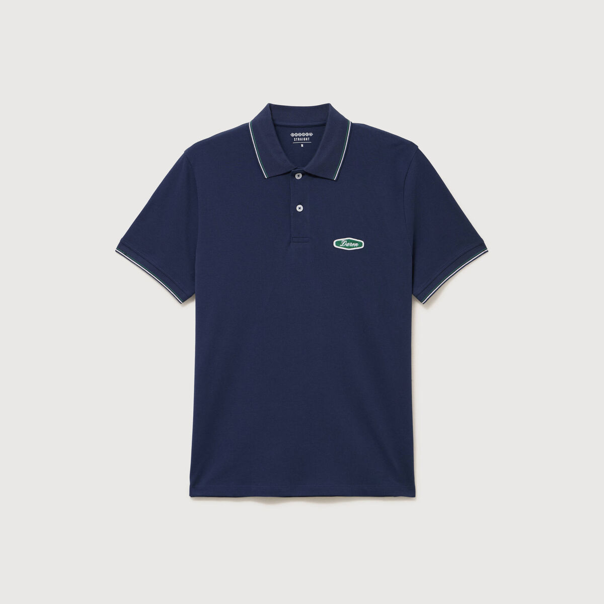 Polo cintr&eacute; en coton manches courtes bleu marine homme
