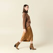 Jupe midi droite satin marron clair femme