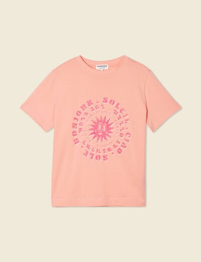 T-shirt en coton manches courtes rose corail femme