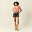 Pull manches courtes marron cognac femme