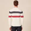 Pull fin ray&eacute; col rond manches longues ecru homme