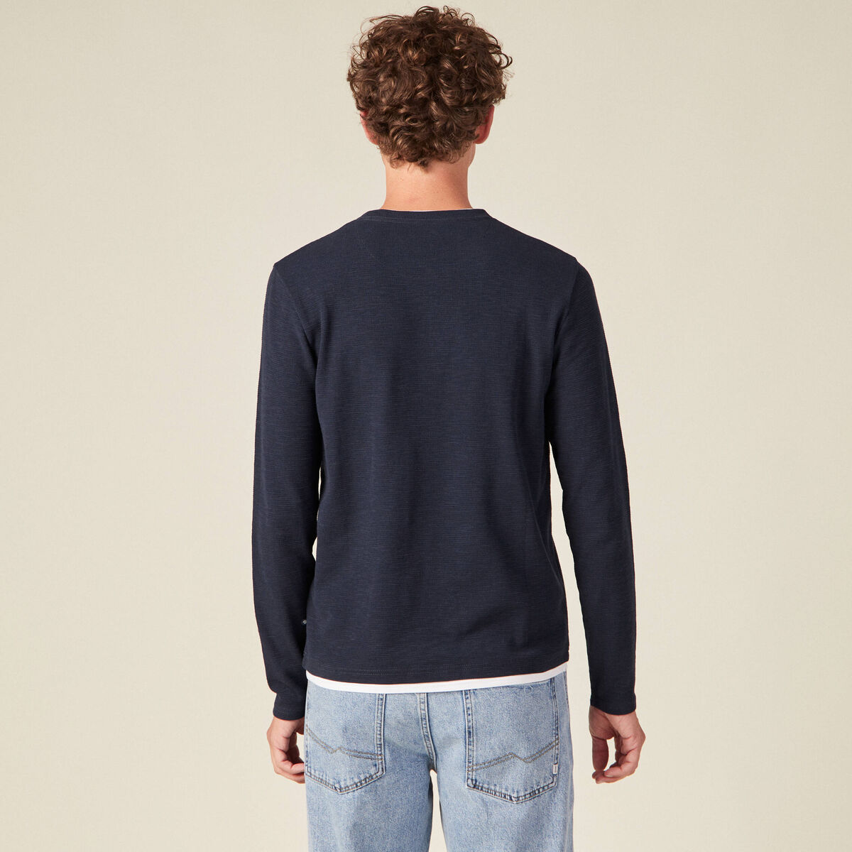 T-shirt manches longues bleu marine homme