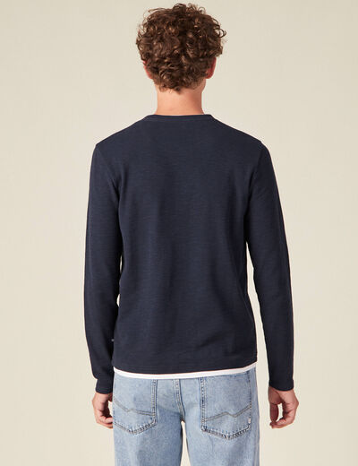 T-shirt manches longues bleu marine homme