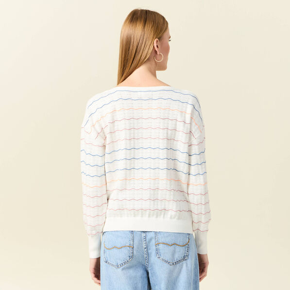 pull manches longues ajoure ecru femme Pull manches longues ajouré ecru femme