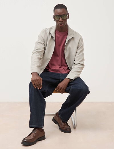 Blouson col montant manches longues gris homme