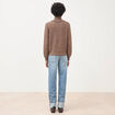 Pull droit col montant manches longues marron femme