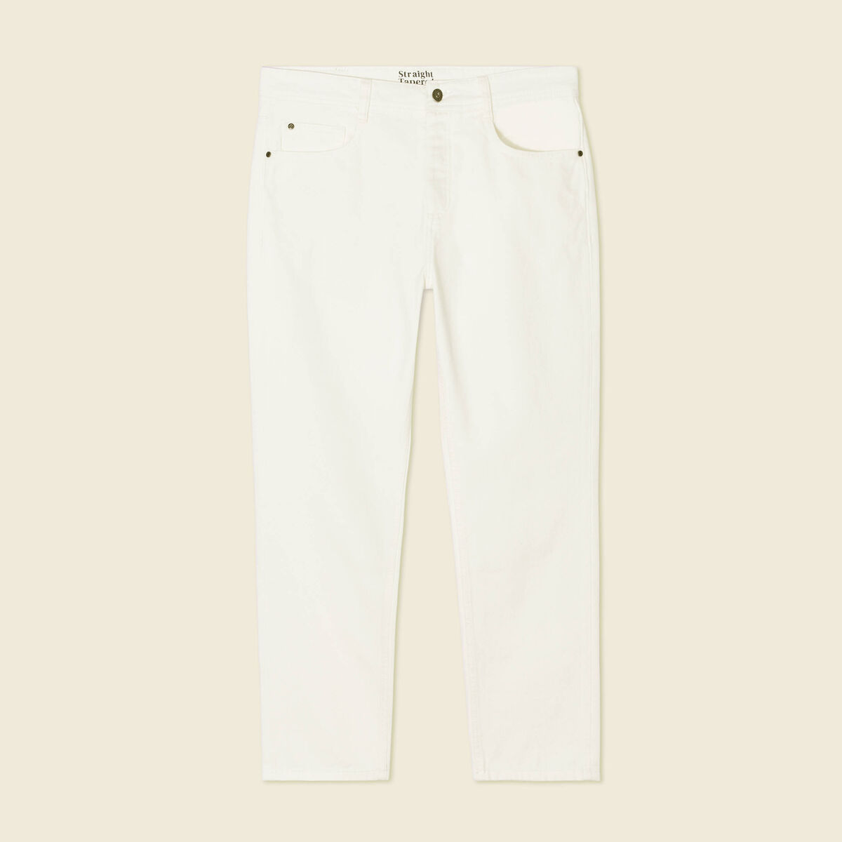 Jeans straight tapered denim blanc homme